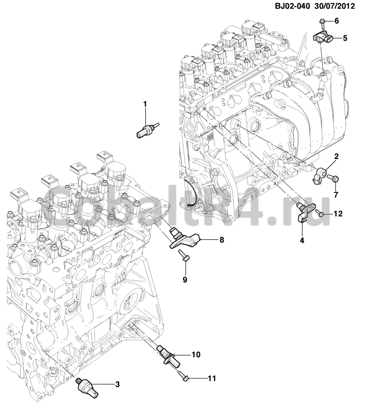 Схема размещения и установки запчастей (BJ02-040) 2013 JX69 ДАТЧИК, ПОЛОЖЕНИЕ РАСПРЕДВАЛА, ЗАЖИГАНИЕ на автомобиле Chevrolet Cobalt и Ravon R4