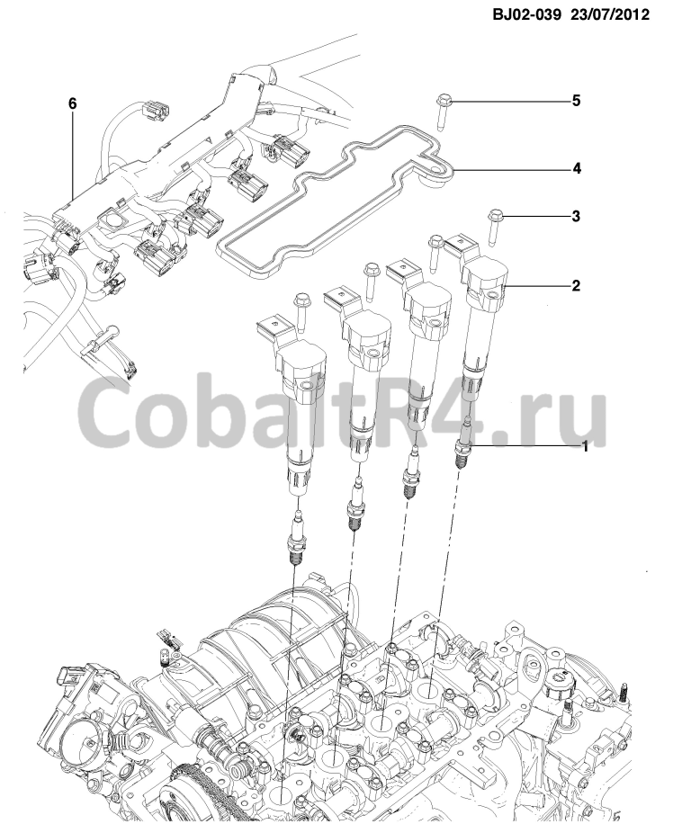 Схема размещения и установки запчастей (BJ02-039) 2013 JX69 ПРОВОД СВЕЧИ ЗАЖИГАНИЯ на автомобиле Chevrolet Cobalt и Ravon R4