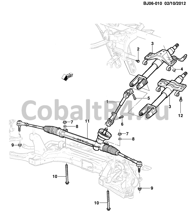 Схема размещения и установки запчастей (BJ06-010) 2013 JX69 СИСТЕМА РУЛЕВОГО УПРАВЛЕНИЯ И СООТВ ДЕТАЛИ на автомобиле Chevrolet Cobalt и Ravon R4