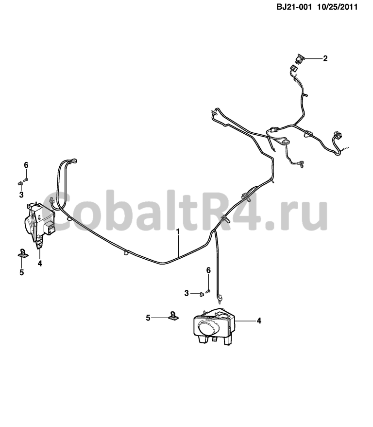 Схема размещения и установки запчастей (BJ21-001) 2013 JX69 ВСПОМОГАТЕЛЬНЫЙ КОМПЛЕКТ/КОМПЛЕКТ ЛАМП, ПЕРЕДНИЕ ПРОТИВОТУМАННЫЕ на автомобиле Chevrolet Cobalt и Ravon R4